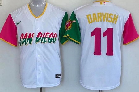 Men's San Diego Padres #11 Yu Darvish White 2022 City Connect Cool Base Jersey