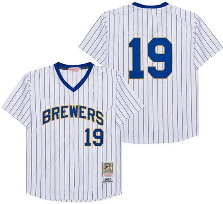 Men's Milwaukee Brewers #19 Robin Yount White 1982 Throwback Jersey