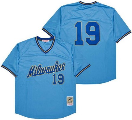 Men's Milwaukee Brewers #19 Robin Yount Light Blue Throwback Jersey