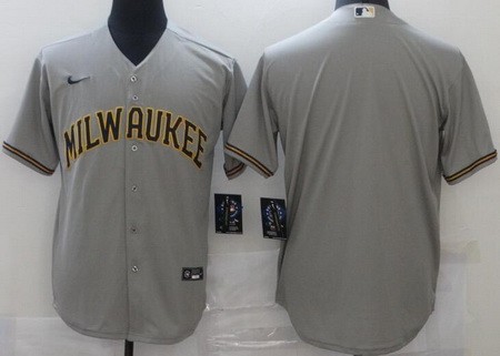 Men's Milwaukee Brewers Blank Gray Cool Base Jersey