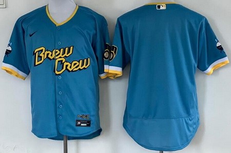 Men's Milwaukee Brewers Blank Powder Blue 2022 City Connect Authentic Jersey