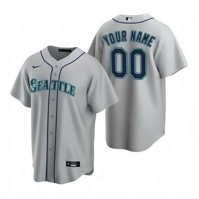 Men's  Women Youth Seattle Mariners Customized Gray Road 2020 Cool Base Jersey