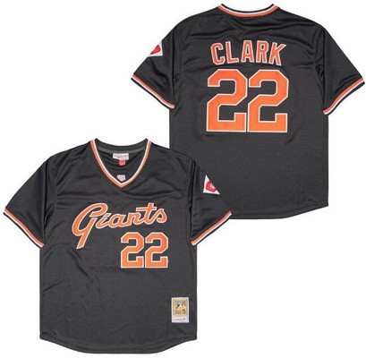Men's San Francisco Giants #22 Will Clark Black Throwback Jersey