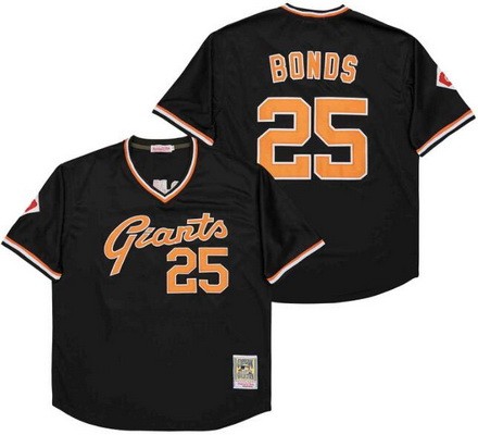 Men's San Francisco Giants #25 Barry Bonds Black Throwback Jersey