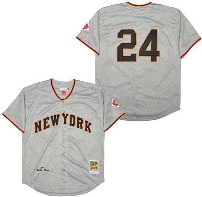 Men's San Francisco Giants #24 Willie Mays Gray 1951 Throwback Jersey