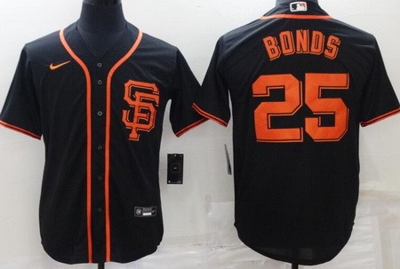 Men's San Francisco Giants #25 Barry Bonds Black Cool Base Jersey