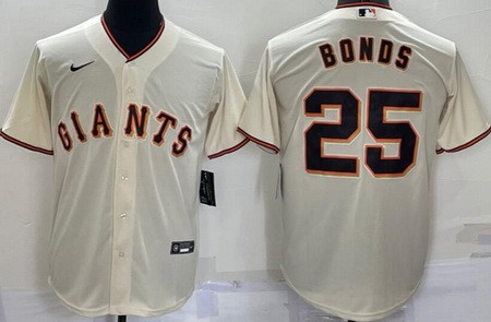 Men's San Francisco Giants #25 Barry Bonds Cream Cool Base Jersey