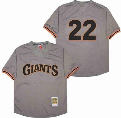 Men's San Francisco Giants #22 Will Clark Gray Mesh Throwback Jersey