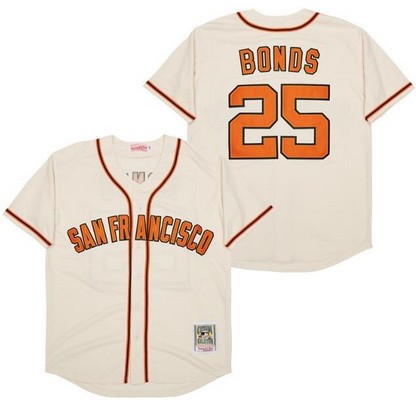 Men's San Francisco Giants #25 Barry Bonds Cream Throwback Jersey