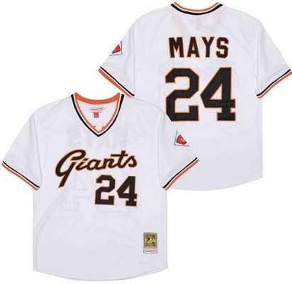 Men's San Francisco Giants #24 Willie Mays White Throwback Jersey
