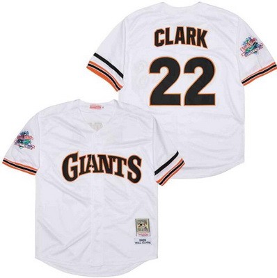 Men's San Francisco Giants #22 Will Clark White 1989 Throwback Jersey