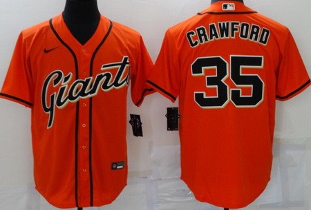 Men's San Francisco Giants #35 Brandon Crawford Orange Cool Base Jersey