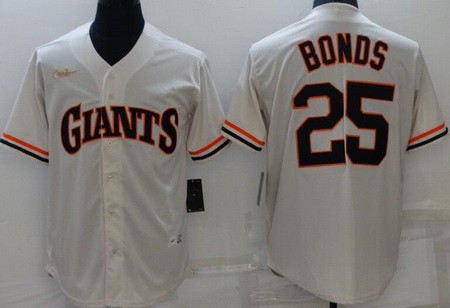 Men's San Francisco Giants #25 Barry Bonds Cream Cooperstown Collection Jersey
