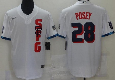Men's San Francisco Giants #28 Buster Posey White 2021 All Star Cool Base Jersey