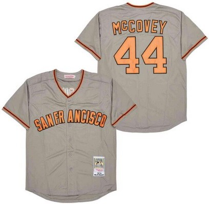 Men's San Francisco Giants #44 Willie McCovey Gray 1973 Throwback Jersey