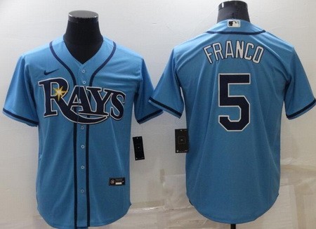 Men's Tampa Bay Rays #5 Wander Franco Light Blue Cool Base Jersey