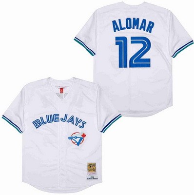 Men's Toronto Blue Jays #12 Roberto Alomar White 1993 Throwback Jersey