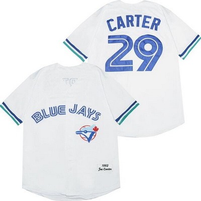 Men's Toronto Blue Jays #29 Joe Carter White 1993 Throwback Jersey