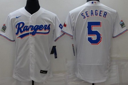 Men's Texas Rangers #5 Corey Seager White Authentic Jersey