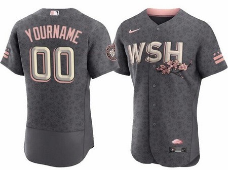 Men's Women Youth Washington Nationals Customized Gray 2022 City Connect Authentic Jersey