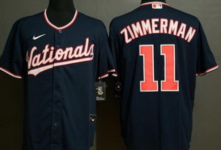 Men's Washington Nationals #11 Ryan Zimmerman Navy Alternate Cool Base Jersey