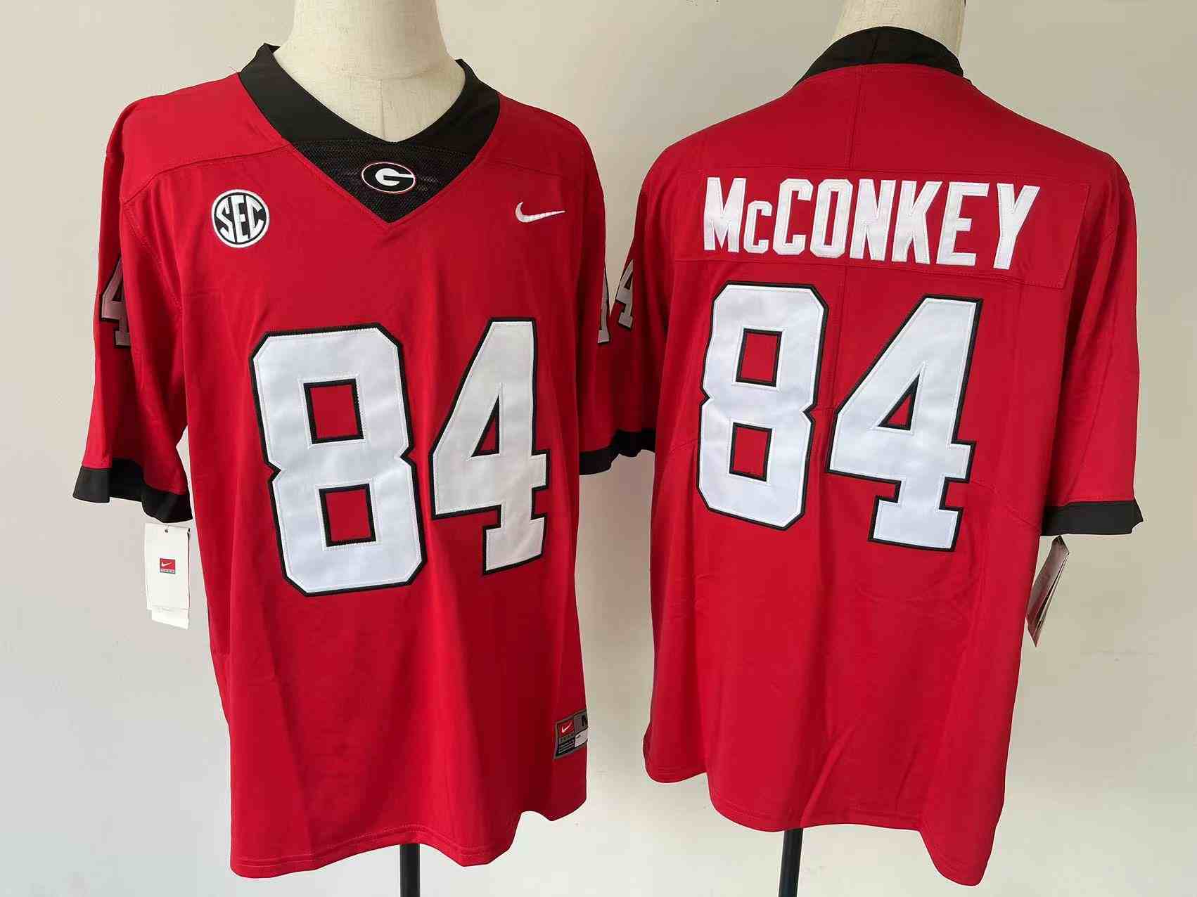 Youth Georgia Bulldogs #84 Ladd McConkey red new font  College Football Jersey