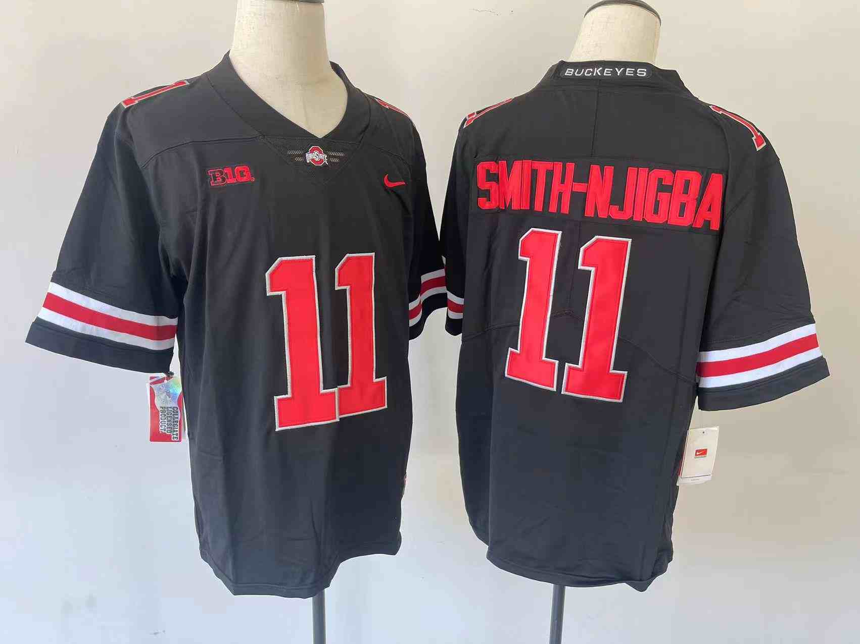 Youth NCAA Ohio State Buckeyes 11  SMITH-NJIGBA Black red letter College Football Jersey