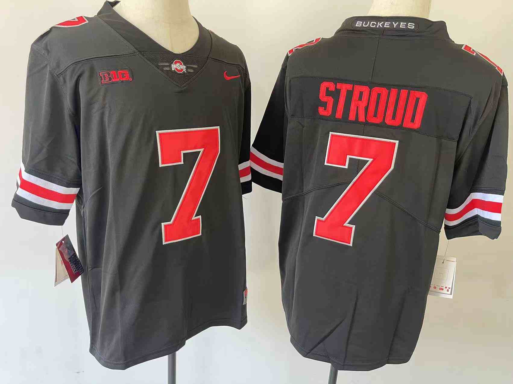 Youth  NCAA Ohio State Buckeyes 7 STROUD Black red letter College Football Jersey