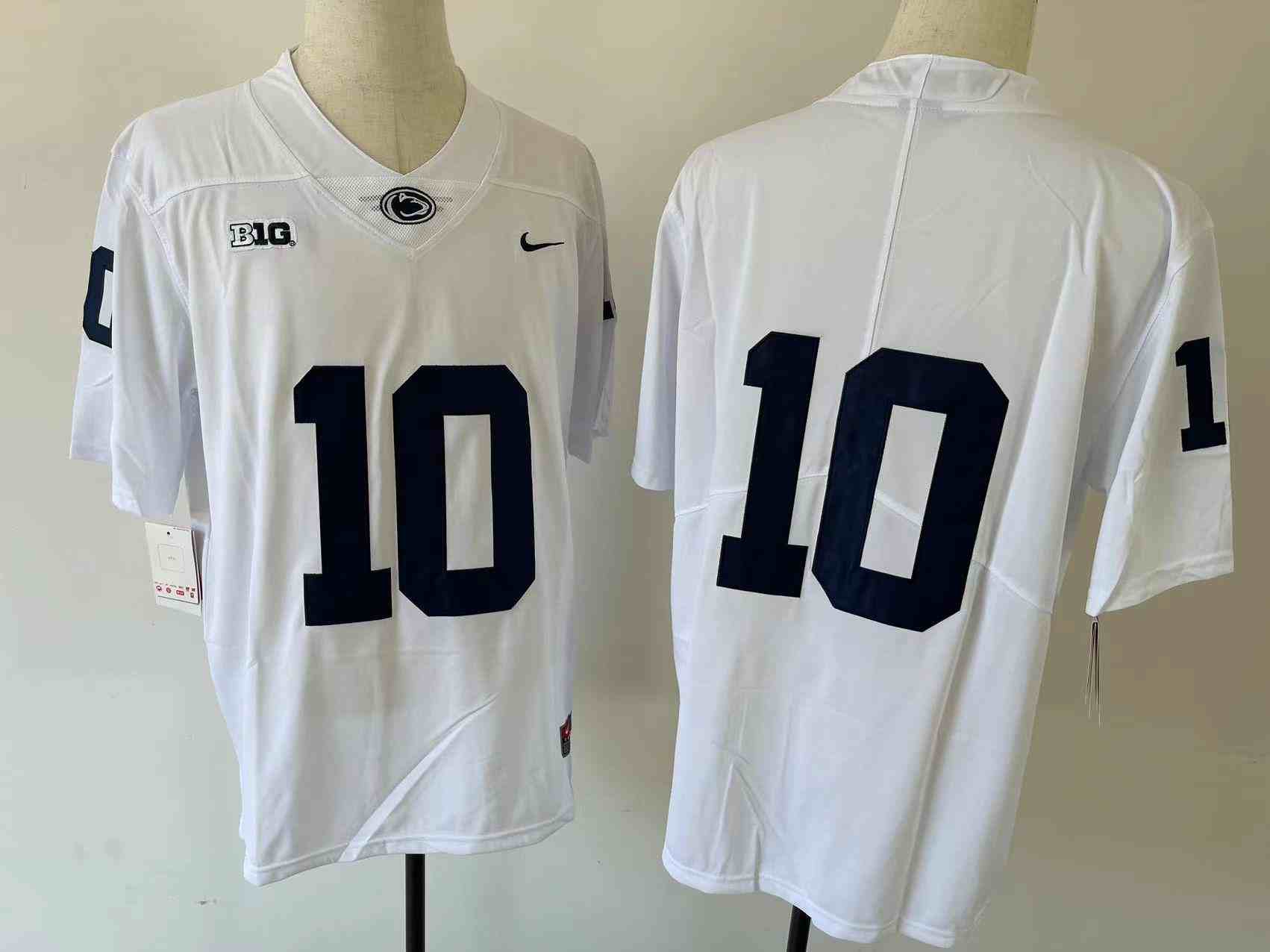 Men's Penn State Nittany Lions 10 White College Football Jersey