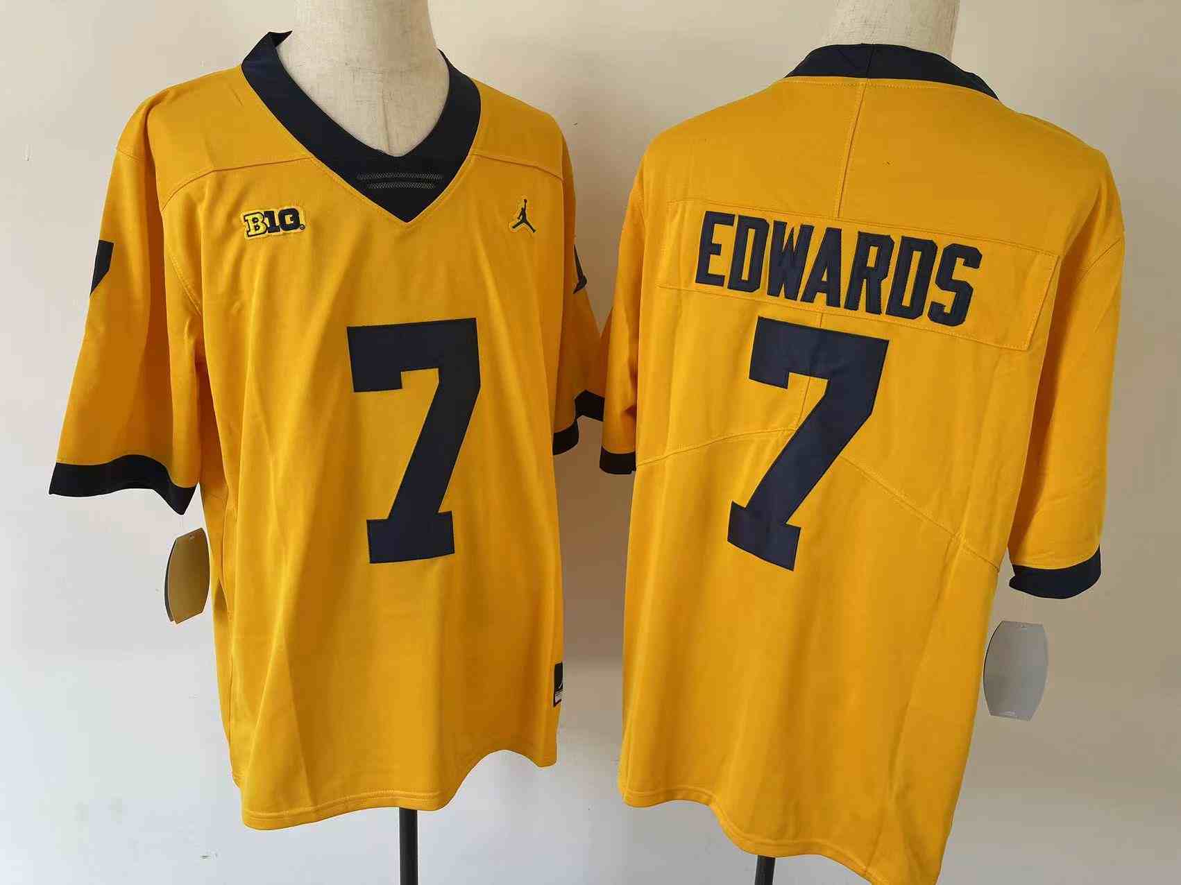 Men's Michigan Wolverines #7 Donovan Edwards Yellow Football Jersey