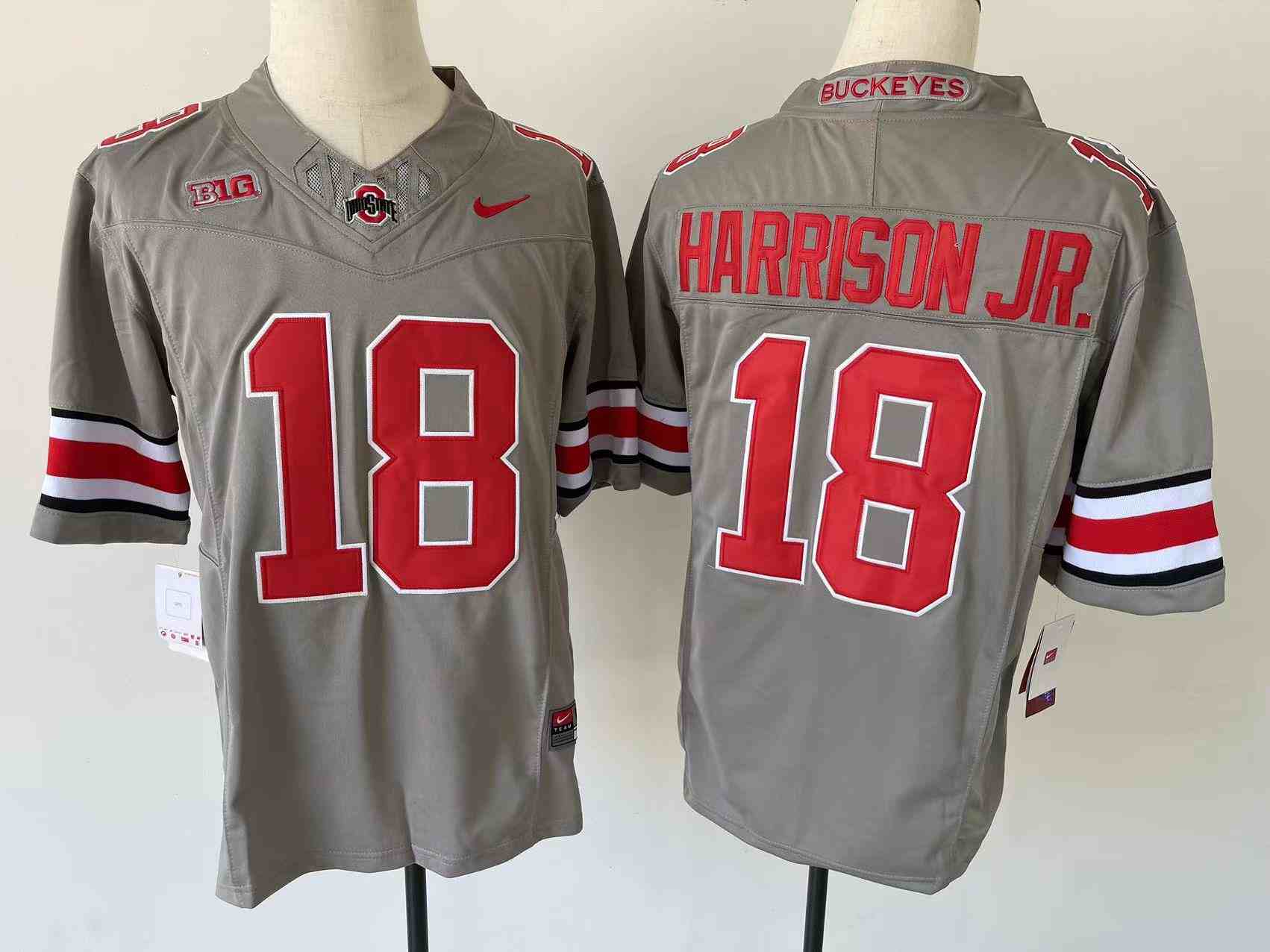 Men's Ohio State Buckeyes #18 HARRISON JR. Gray 2023 F.U.S.E. Limited Stitched Jersey