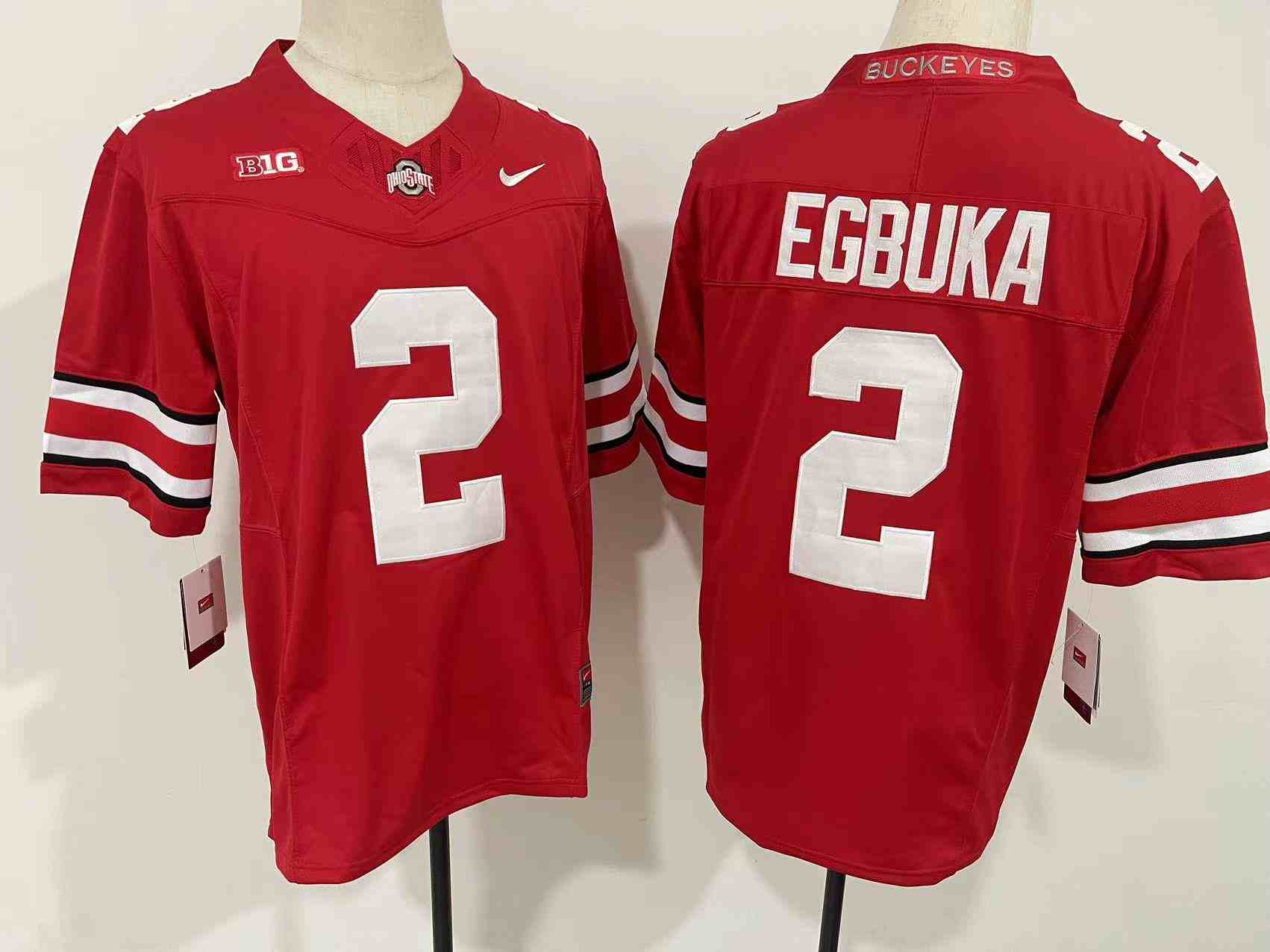 Men's Ohio State Buckeyes #2 EGBUKA Red 2023 F.U.S.E. Limited Stitched Jersey