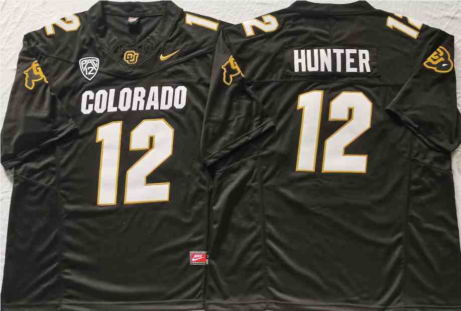Men's  Colorado Buffaloes #12 Travis Hunter   F.U.S.E.  Black  NIL Football Player Jersey