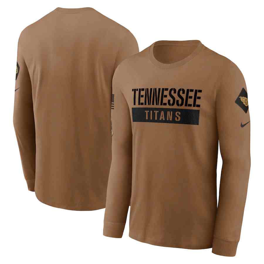 Men's Tennessee Titans 2023 Brown Salute To Service Long Sleeve T-Shirt
