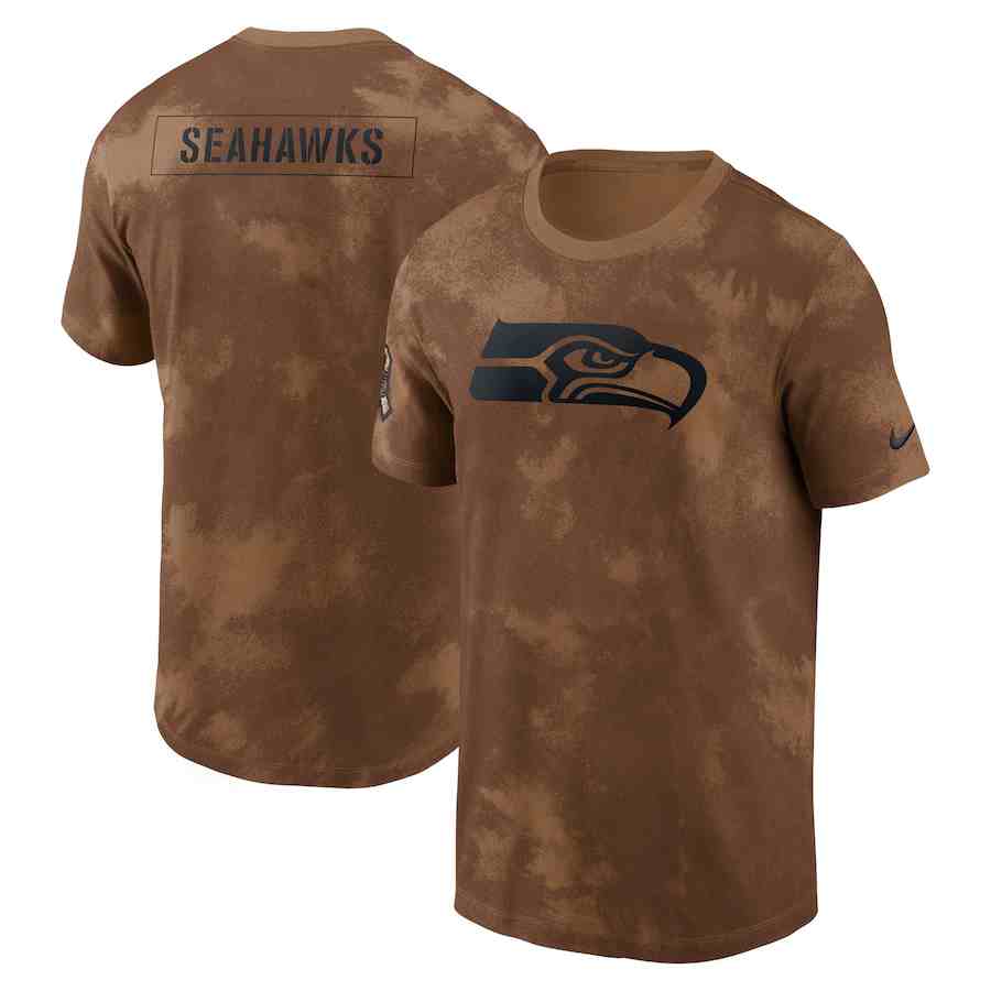 Men's Seattle Seahawks 2023 Brown Salute To Service Sideline T-Shirt