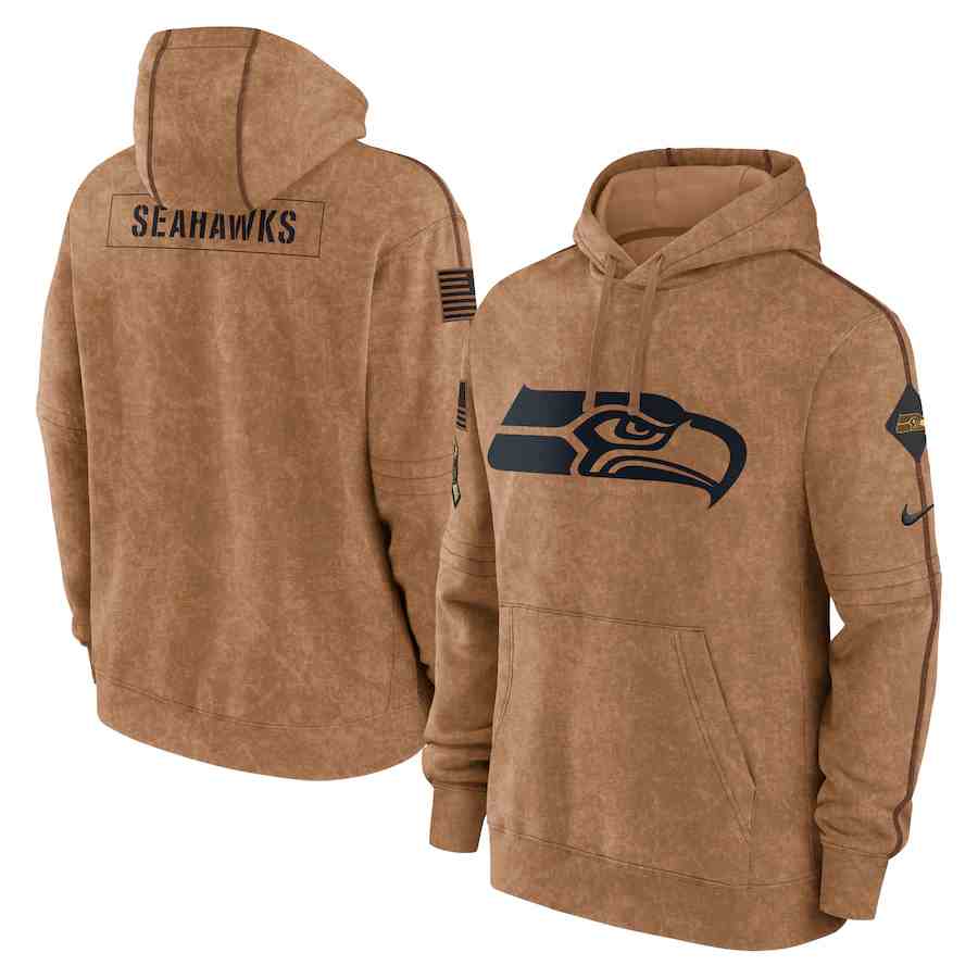 Men's Seattle Seahawks 2023 Brown Salute To Service Pullover Hoodie