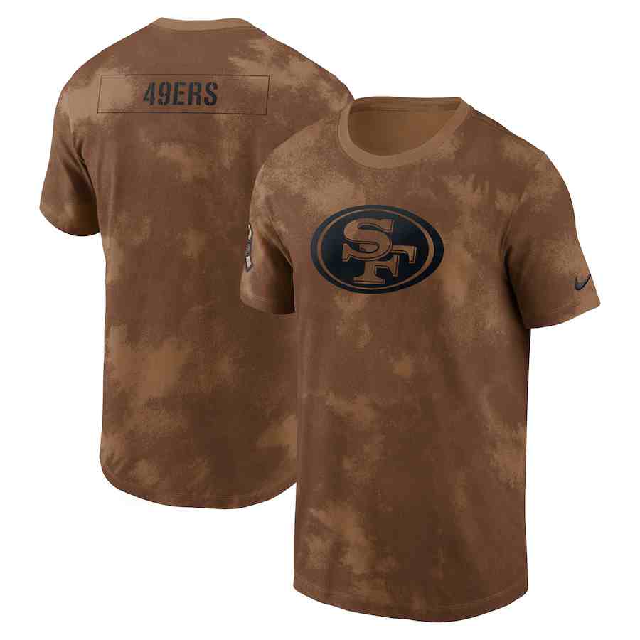 Men's San Francisco 49ers 2023 Brown Salute To Service Sideline T-Shirt