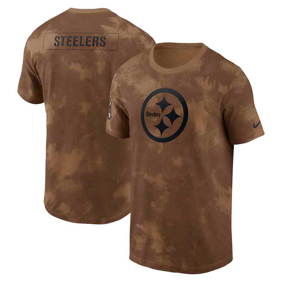 Men's Pittsburgh Steelers 2023 Brown Salute To Service Sideline T-Shirt