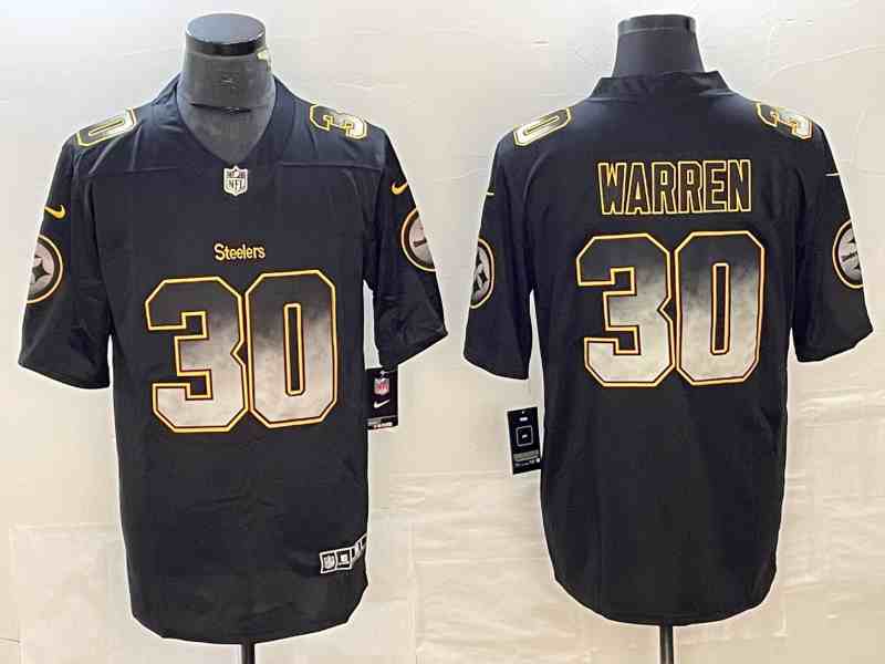 Men's Nike Pittsburgh Steelers #30 Jaylen Warren  Black Smoke Fashion Limited Stitched NFL Jersey