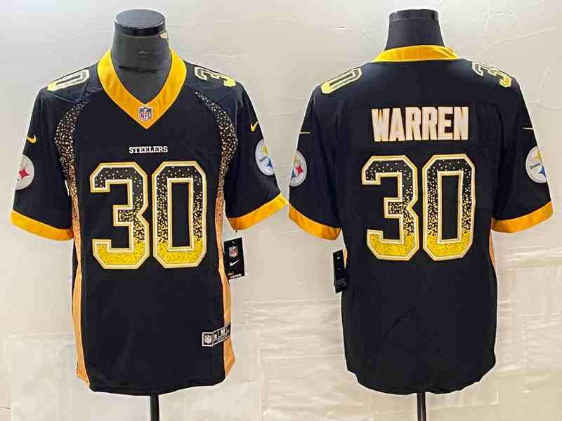 Men's Pittsburgh Steelers #30 Jaylen Warren  Black Drift Fashion Color Rush Limited Stitched NFL Jersey