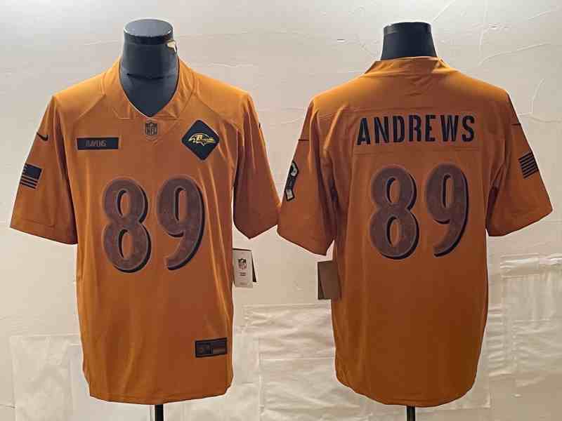 Men's Baltimore Ravens #89 Mark Andrews 2023 Brown Salute To Service Limited Football Stitched Jersey