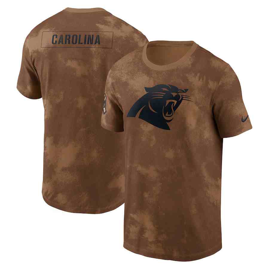 Men's Carolina Panthers 2023 Brown Salute To Service Sideline T-Shirt
