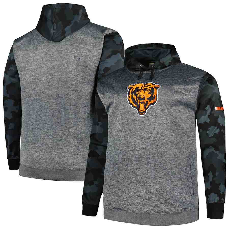 Men's Chicago Bears Heather Charcoal Big & Tall Camo Pullover Hoodie