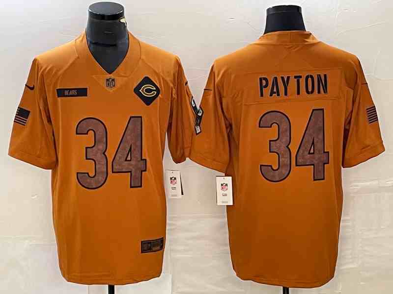 Men's Chicago Bears #34 Walter Payton 2023 Brown Salute To Service Limited Football Stitched Jersey