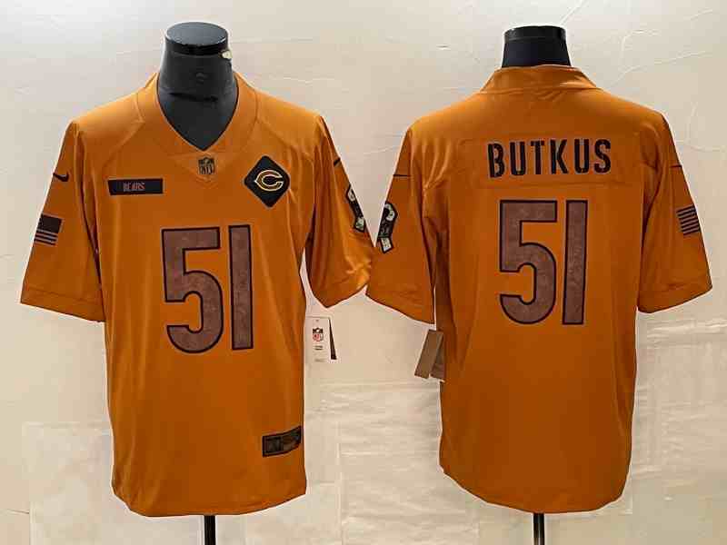 Men's Chicago Bears #51 Dick Butkus 2023 Brown Salute To Service Limited Football Stitched Jersey