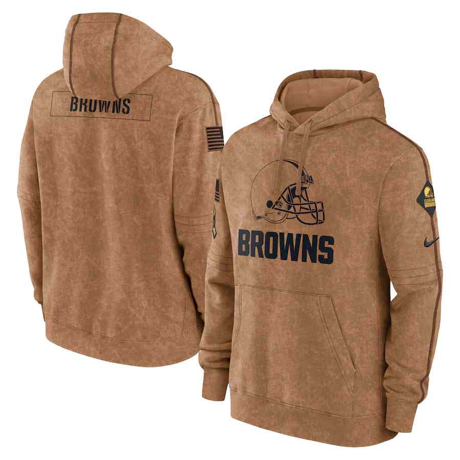 Men's Cleveland Browns 2023 Brown Salute To Service Pullover Hoodie