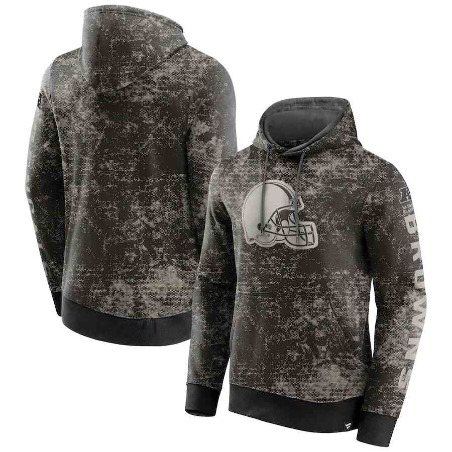 Men's Cleveland Browns BlackGray Blackout Tonal Pullover Hoodie