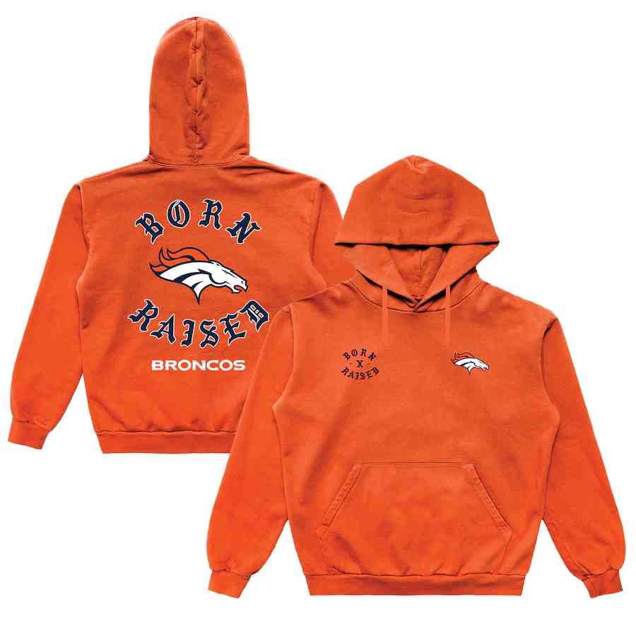 Men's Denver Broncos Born X Raised Orange Pullover Hoodie