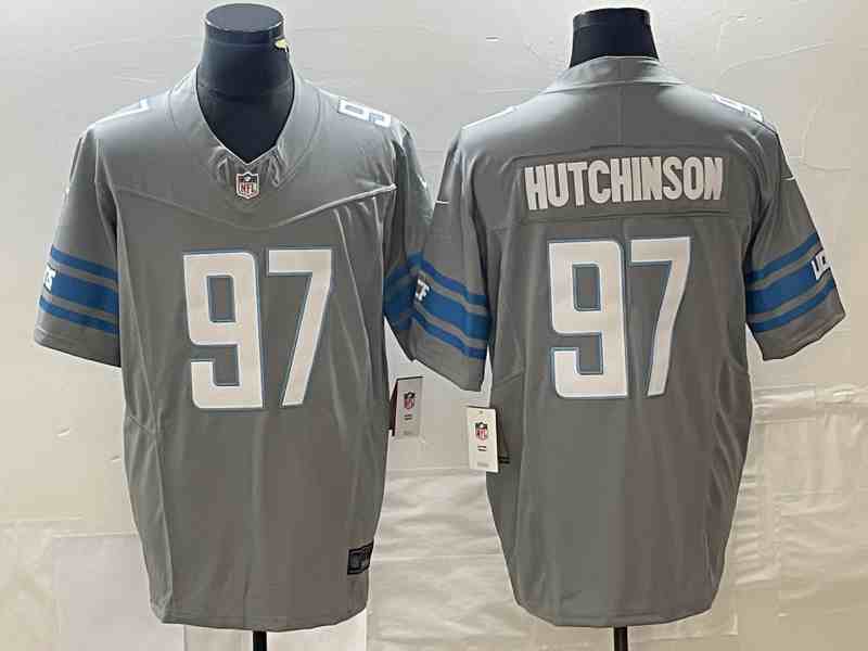 Men's Detroit Lions #97 Aidan Hutchinson Gray 2023 F.U.S.E. Vapor Untouchable Limited Stitched Jersey
