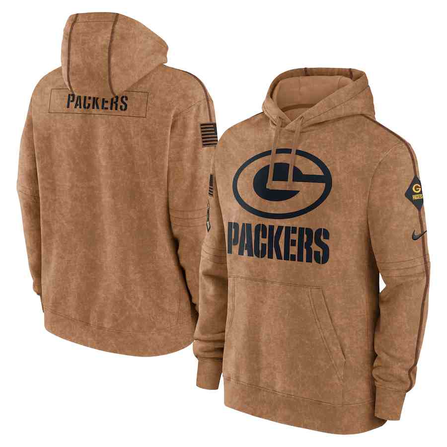 Men's Green Bay Packers 2023 Brown Salute To Service Pullover Hoodie